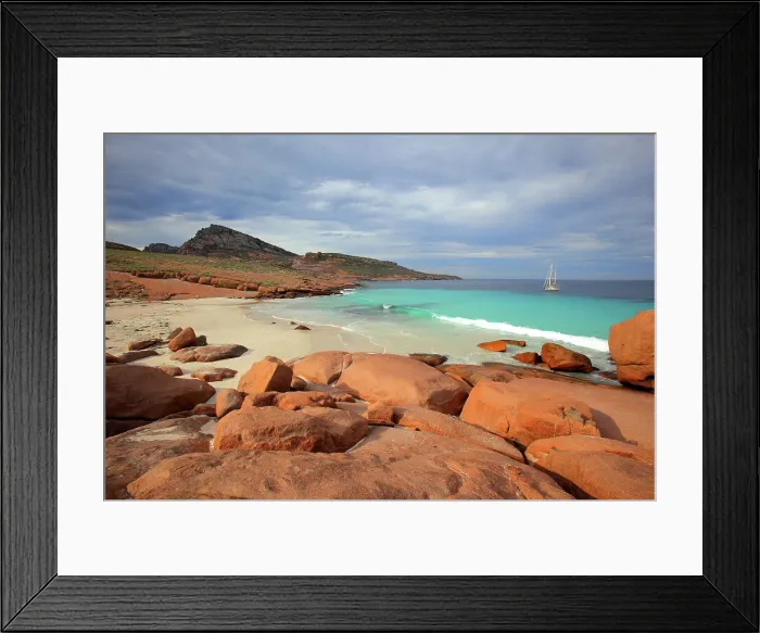 Framed Print : Yacht moored at Pearson Island. South Australia Framed Print : Yacht moored at Pearson Island. South Australia