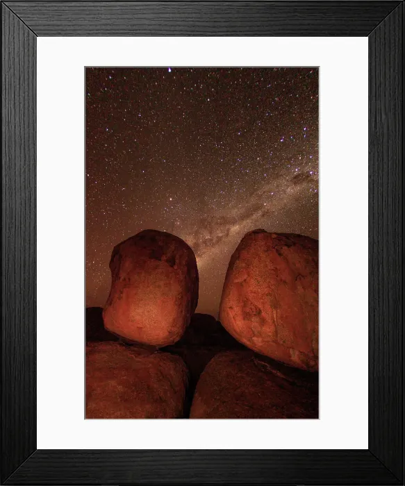 Framed Print : Milky Way over the Karlu Karlu  /  Devils Marbles Conservation Reserve. Northern Territory. Australia