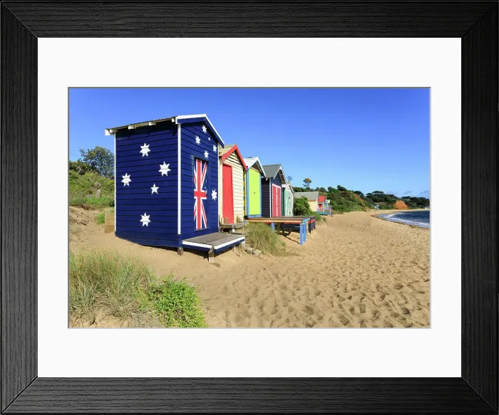 Framed Print : Bathing huts on Mills Beach. Mornington. Victoria. Australia Framed Print : Bathing huts on Mills Beach. Mornington. Victoria. Australia