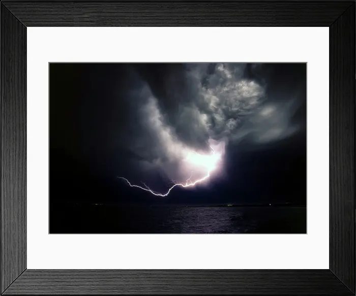 Framed Print : Lightning over the ocean Framed Print : Lightning over the ocean