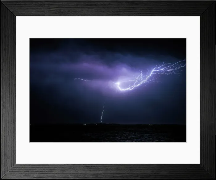 Framed Print : Lightning over the ocean Framed Print : Lightning over the ocean