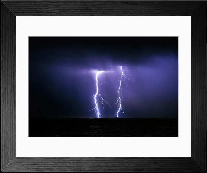 Framed Print : Lightning over the ocean