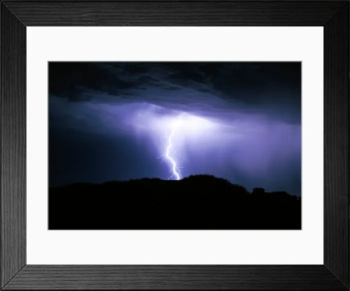 Framed Print : Lightning over the ocean