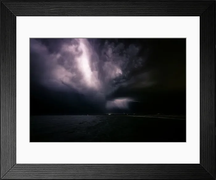 Framed Print : Lightning over the ocean Framed Print : Lightning over the ocean
