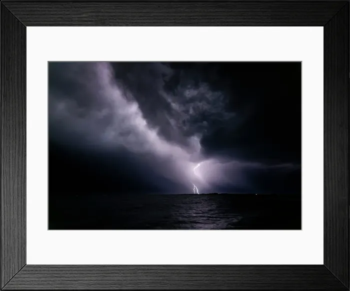 Framed Print : Lightning over the ocean Framed Print : Lightning over the ocean