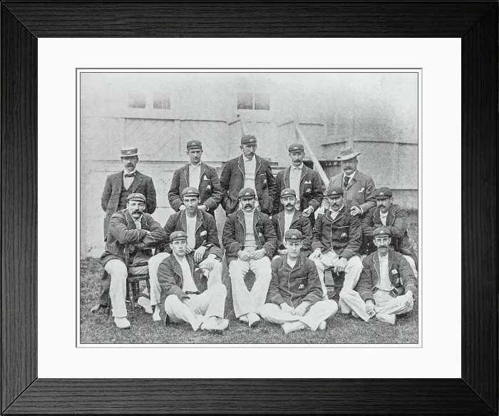 Framed Print : Antique black and white photograph of sport, athletes and leisure activities in the 19th century: Cricket team Australia Framed Print : Antique black and white photograph of sport, athletes and leisure activities in the 19th century: Cricket team Australia
