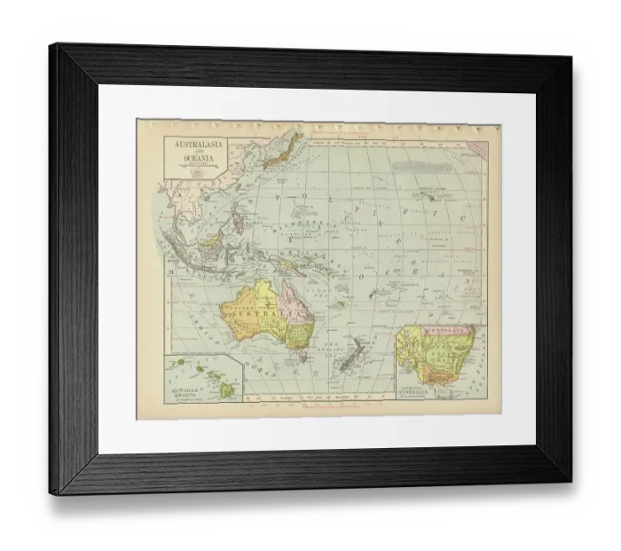 Framed Print : Australia Antique Victorian Engraved Colored Map, 1899 Framed Print : Australia Antique Victorian Engraved Colored Map, 1899