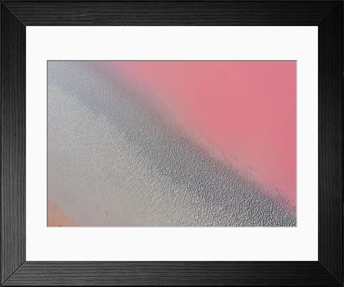 Framed Print : Drone view point of the pink shades of color, patterns and textures over Pink Lake waters with dark salty sandy soil Framed Print : Drone view point of the pink shades of color, patterns and textures over Pink Lake waters with dark salty sandy soil