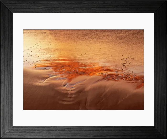 Framed Print : Sunrise colors and patterns on the sand at the beach Framed Print : Sunrise colors and patterns on the sand at the beach