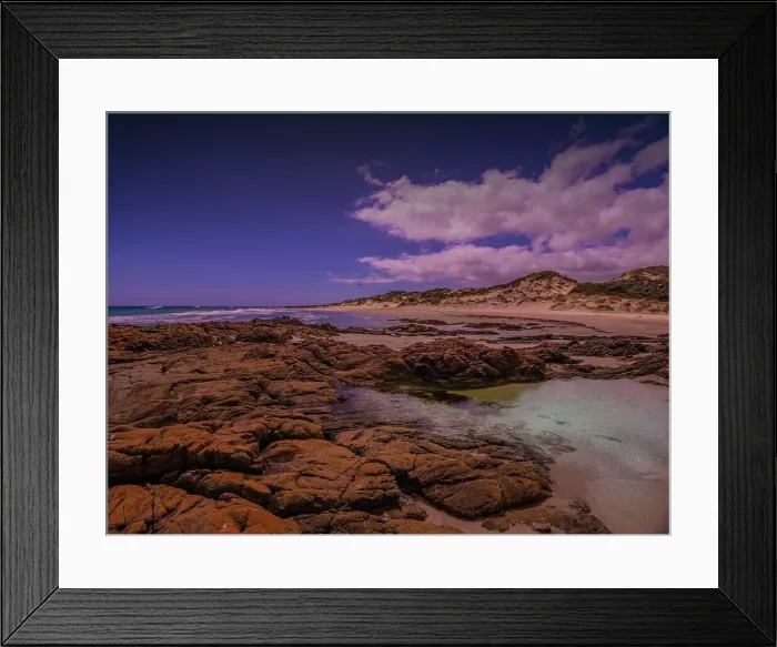 Framed Print : Rocky foreshore and bay known as Badger's box on the western side of King Island, Bass Strait, Tasmania, Australia Framed Print : Rocky foreshore and bay known as Badger's box on the western side of King Island, Bass Strait, Tasmania, Australia