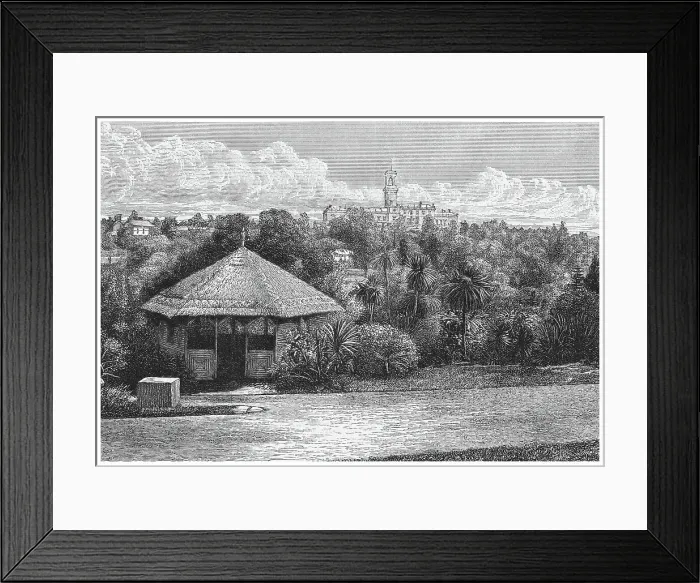 Framed Print : Old engraved illustration of Government House is the official residence of the governor of Victoria, located in Kings Domain, Melbourne, next to the Royal Botanic Gardens