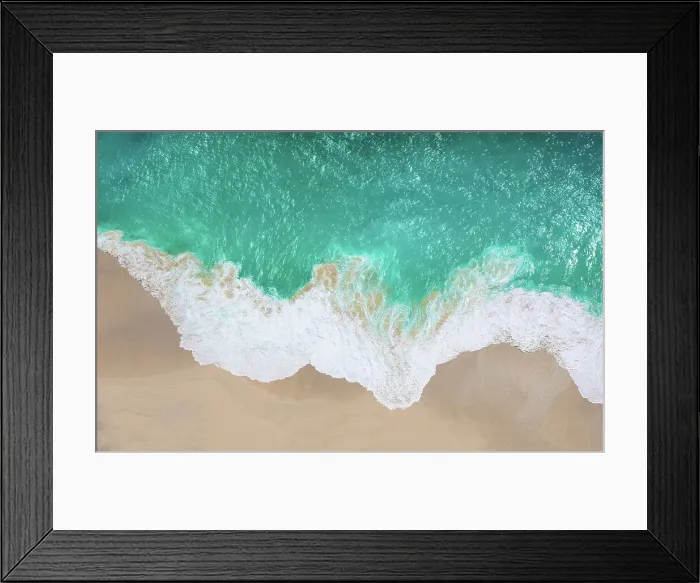 Framed Print : Aerial view of ocean and beach
