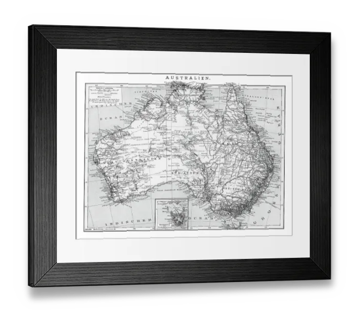 Framed Print : Old chromolithograph map of AUSTRALIA continent Framed Print : Old chromolithograph map of AUSTRALIA continent