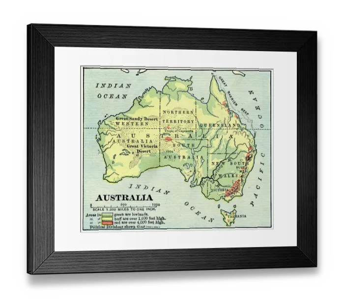 Framed Print : Australia map 1892