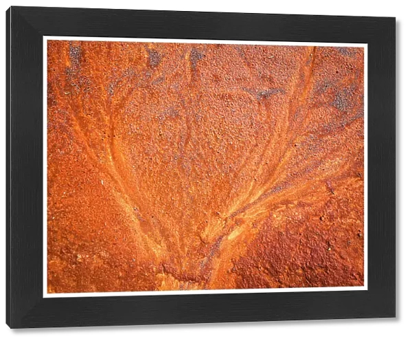 Abstract desert pattern aerial effect, dried mud orange red dirt, Australia