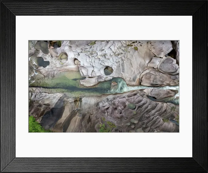 Framed Print : Aerial view of Babinda Creek at the Babinda Boulders Picnic grounds Framed Print : Aerial view of Babinda Creek at the Babinda Boulders Picnic grounds