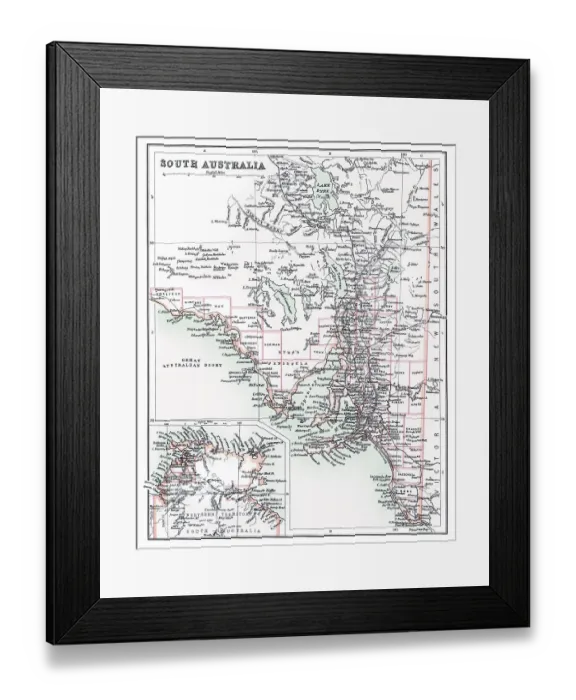Framed Print : Old chromolithograph map of South Australia Framed Print : Old chromolithograph map of South Australia
