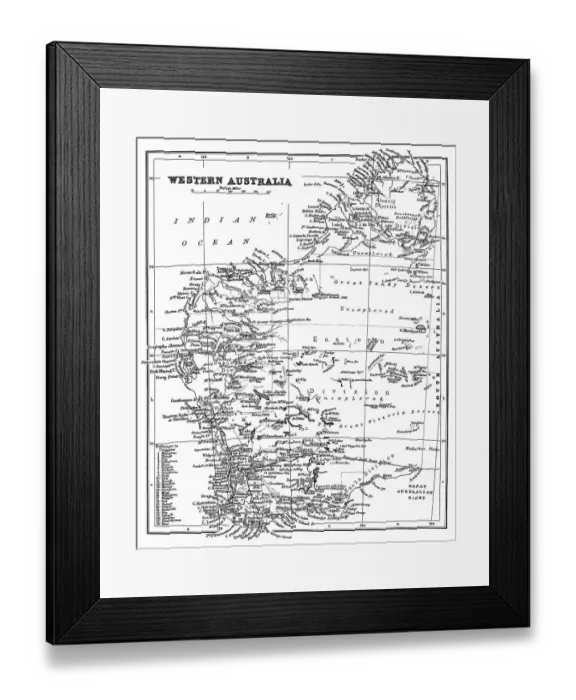 Framed Print : Old chromolithograph map of Western Australia Framed Print : Old chromolithograph map of Western Australia
