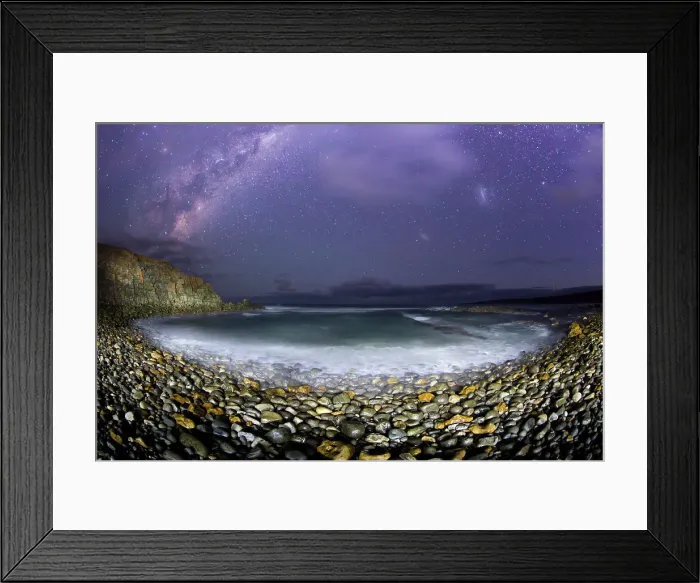 Framed Print : Milky Way and stars over the Southern Ocean. Lone Pine Beach. Round peddle beach. Eyre Peninsula. South Australia Framed Print : Milky Way and stars over the Southern Ocean. Lone Pine Beach. Round peddle beach. Eyre Peninsula. South Australia