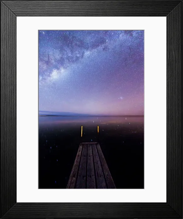 Framed Print : Milky Way and stars over the Proper Bay. Small wooden jetty and stars reflecting in the ocean. Port Lincoln. Eyre Peninsula. South Australia Framed Print : Milky Way and stars over the Proper Bay. Small wooden jetty and stars reflecting in the ocean. Port Lincoln. Eyre Peninsula. South Australia