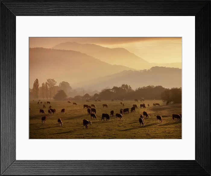 Framed Print : Dusk over the mountains