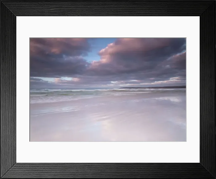 Framed Print : Sunrise over pristine surf beach