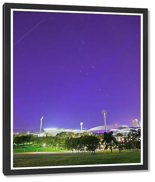 Adelaide Oval at night with the southern cross stars overhead. Adelaide. South Australia