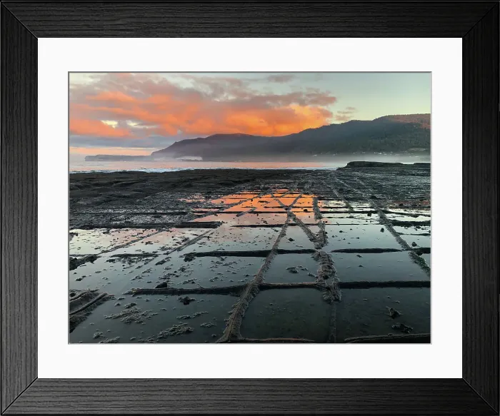 Framed Print : Tessellated Pavement at sunset