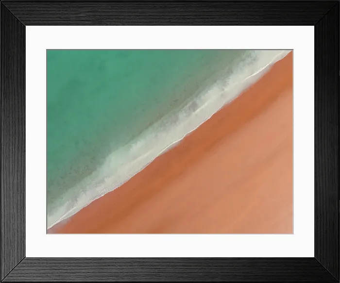 Framed Print : Drone shot looking down on calm waves washing onto Simpson Beach, Broome, Western Australia, Australia Framed Print : Drone shot looking down on calm waves washing onto Simpson Beach, Broome, Western Australia, Australia