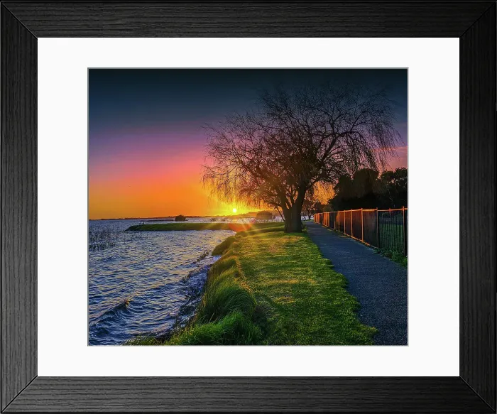 Framed Print : Winter-time and the first light of dawn on the shores of Lake Colac, Western District, Victoria, Australia Framed Print : Winter-time and the first light of dawn on the shores of Lake Colac, Western District, Victoria, Australia