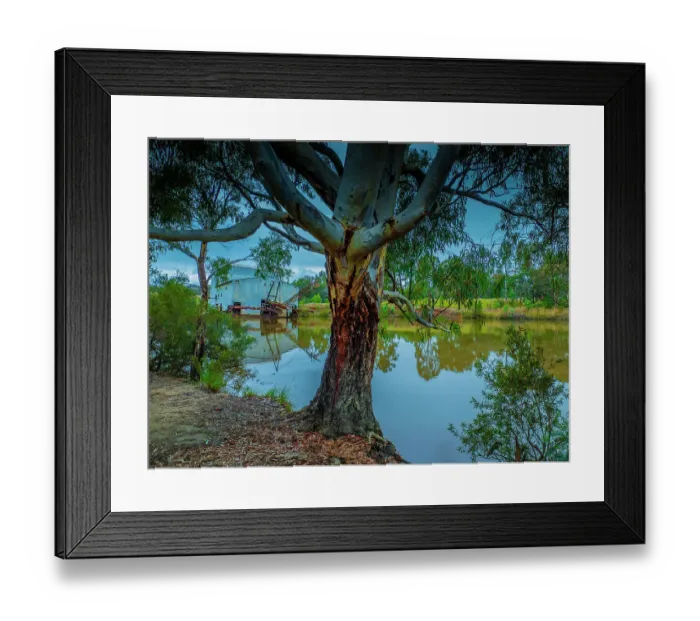 Framed Print : Eldorado and the historic gold dredging machine, Autumn, North Central Victoria, Australia