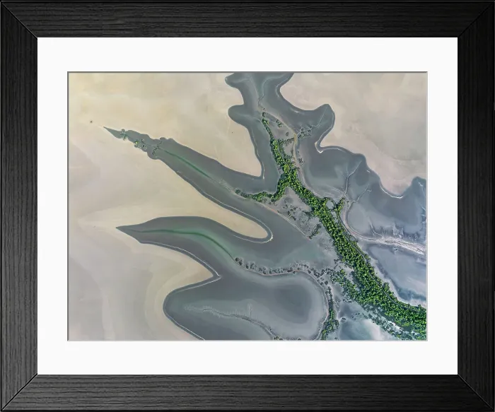 Framed Print : Drone shot looking down on the edge of a flood plain, Wyndham, Western Australia, Australia