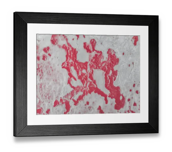 Framed Print : Drone shot showing pools of water on a drying pink coloured salt lake, Hutt Lagoon, Western Australia, Australia