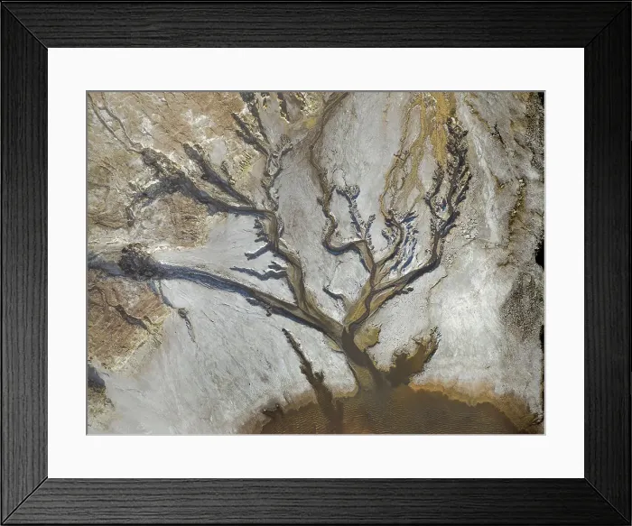 Framed Print : Aerial image directly over branch like mine tailings, Australia Framed Print : Aerial image directly over branch like mine tailings, Australia