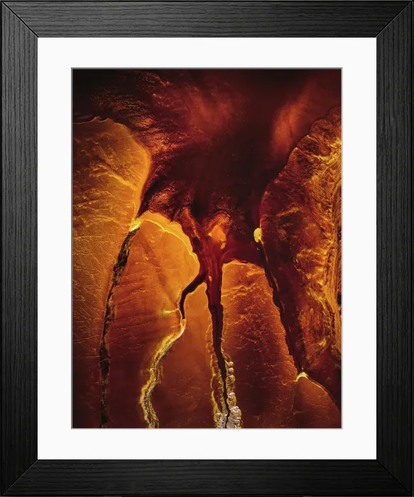 Framed Print : Aerial shot directly above vibrant mine tailings, Queensland, Australia Framed Print : Aerial shot directly above vibrant mine tailings, Queensland, Australia