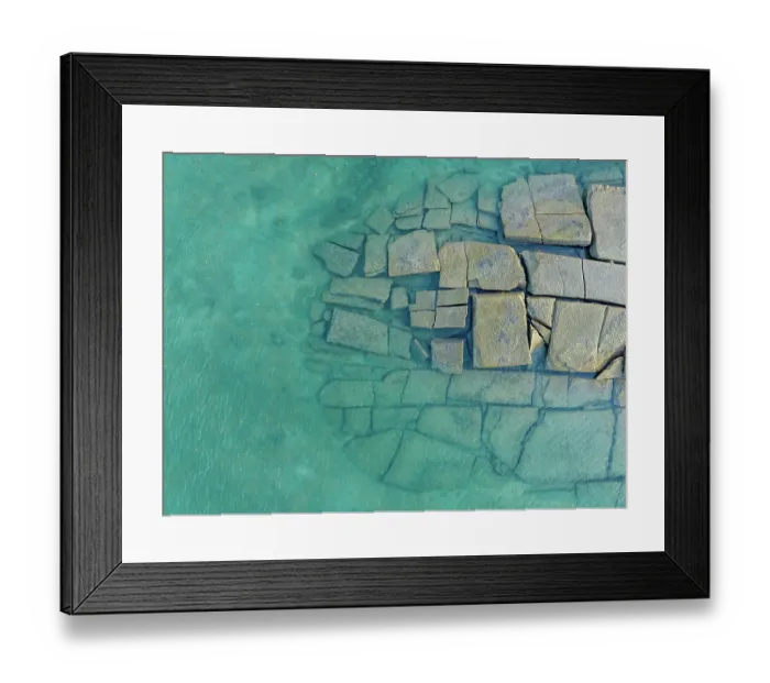 Framed Print : Block shaped rocks in the Indian Ocean photographed from directly above, Western Australia, Australia Framed Print : Block shaped rocks in the Indian Ocean photographed from directly above, Western Australia, Australia