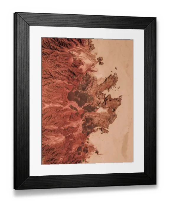 Framed Print : Aerial shot of rock formations by the beach, James Price Point, The Kimberley, Australia