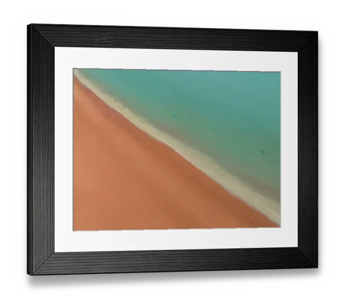 Framed Print : Aerial image showing Simpson Beach and the Indian Ocean, Broome, Western Australia, Australia