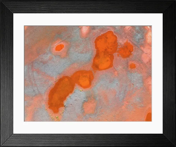 Framed Print : Drone photo showing pools of water in an iron mine, Western Australia, Australia Framed Print : Drone photo showing pools of water in an iron mine, Western Australia, Australia