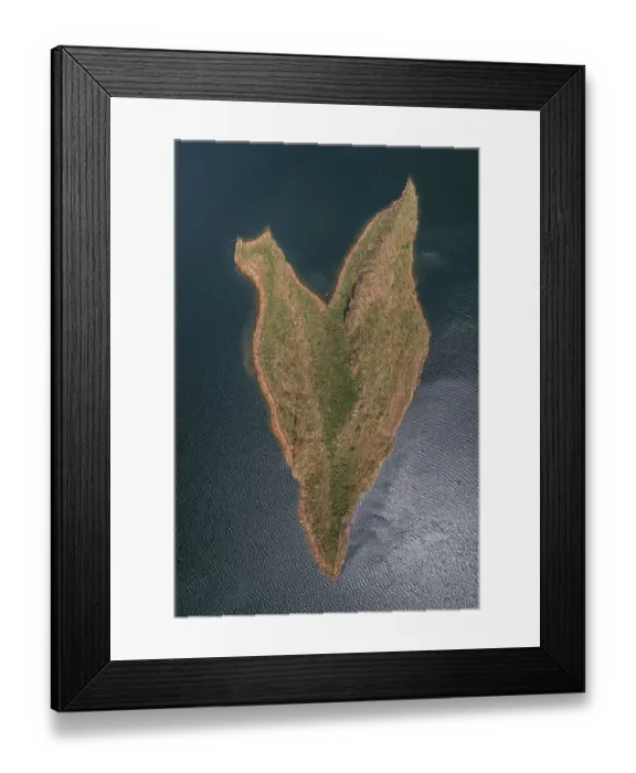 Framed Print : Heart shaped island in Lake Argyle photographed from directly above, Western Australia, Australia