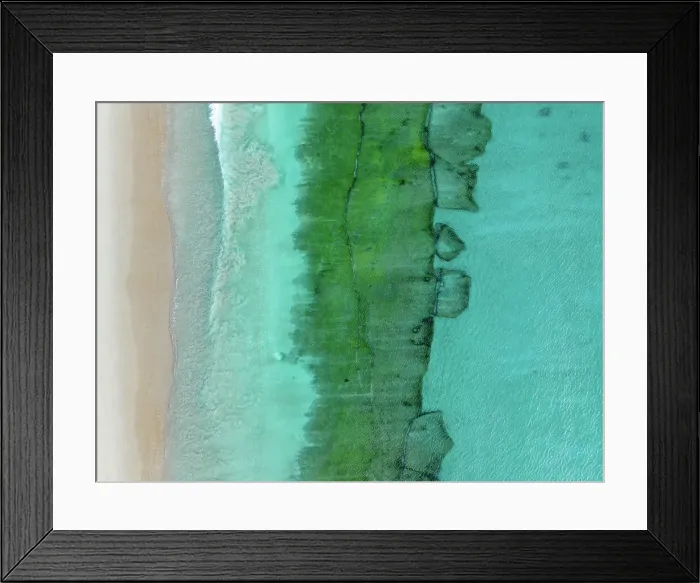 Framed Print : Underwater rock formation off Swanbourne Beach shot from a drone perspective, Perth, Western Australia, Australia