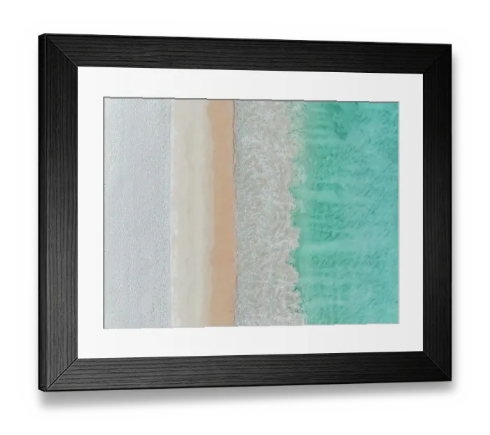 Framed Print : Drone image looking down on Ocean waves rolling onto Cottesloe Beach, Perth, Western Australia, Australia