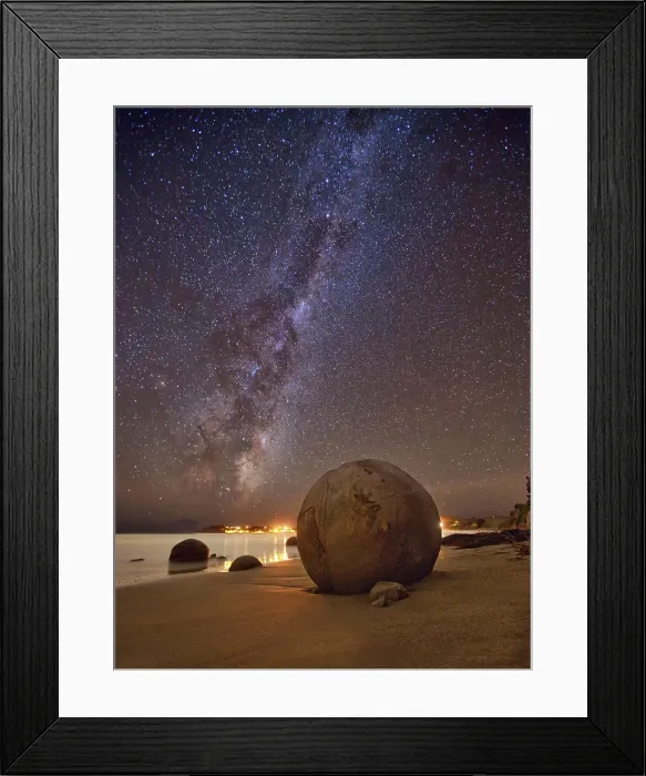 Framed Print : Star Dust. Moeraki Boulders, New Zealand