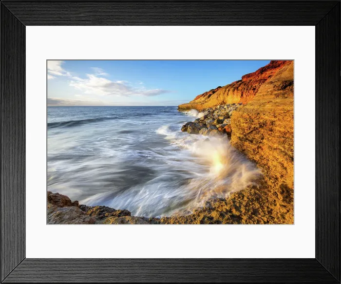 Framed Print : Golden Splash at Port Noarlunga, Onkaparinga, South Australia Framed Print : Golden Splash at Port Noarlunga, Onkaparinga, South Australia