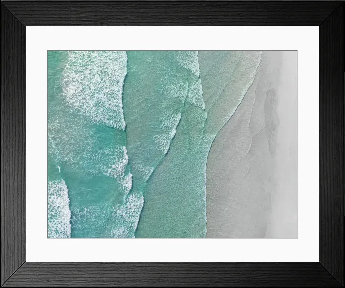 Framed Print : Drone photo showing waves from the Southern Ocean washing onto a beach, Lucky Bay, Esperance, Western Australia, Australia