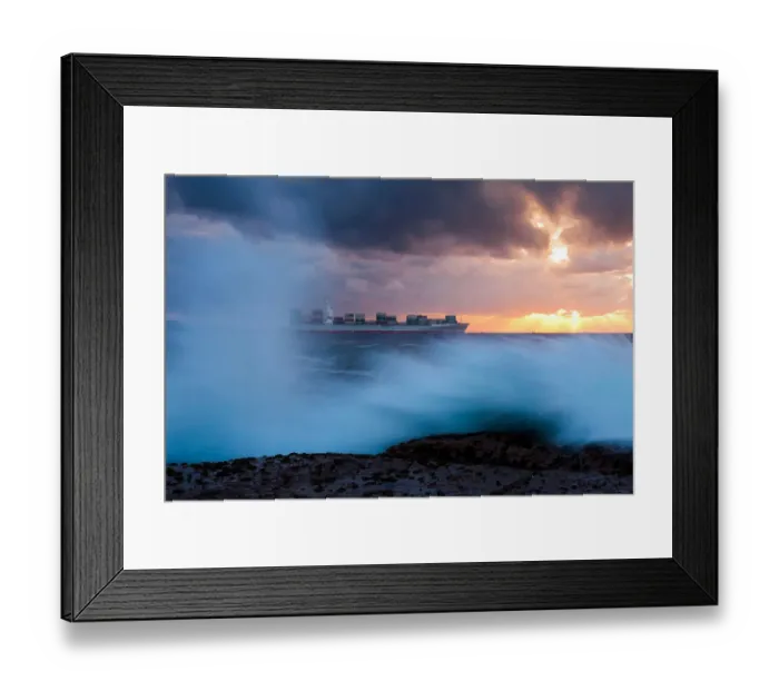 Framed Print : Container Ship sailing in to the Sunrise Framed Print : Container Ship sailing in to the Sunrise