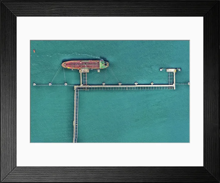 Framed Print : Aerial view of transportation ship. Victoria, Australia
