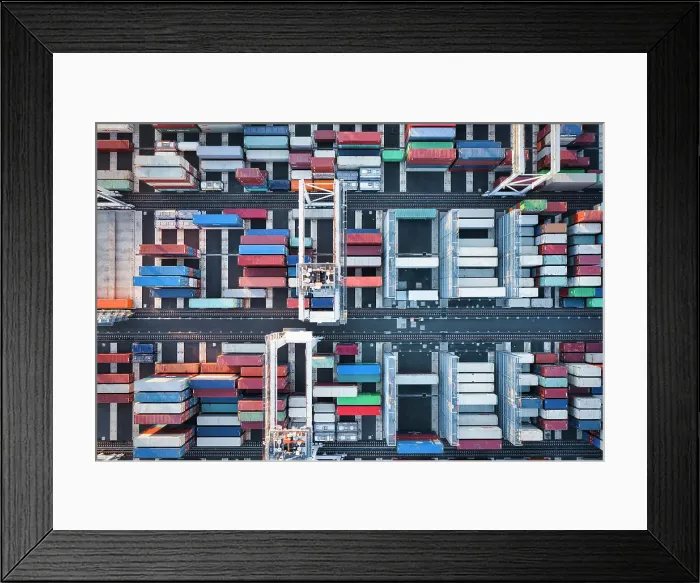 Framed Print : Aerial view of Melbourne Port at morning