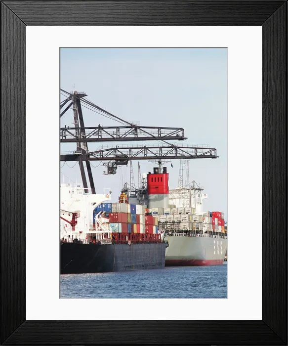 Framed Print : Australia, Victoria, Melbourne, container ships in shipyard