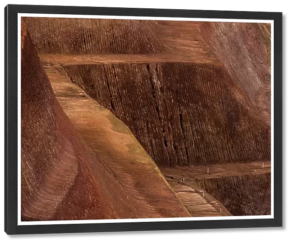 High angle view of empty dirt roads at open-pit coal mine, Kalgoorlie, Western Australia, Australia